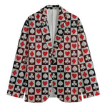 Playing Card Suits Check Pattern Print Men's Blazer