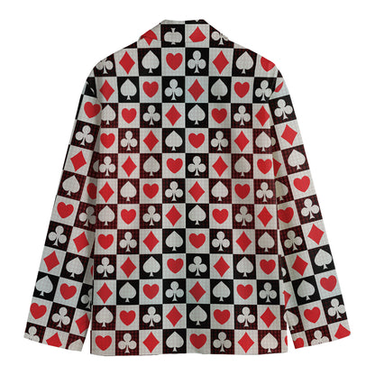Playing Card Suits Check Pattern Print Men's Blazer