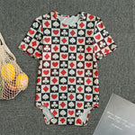 Playing Card Suits Check Pattern Print Men's Bodysuit