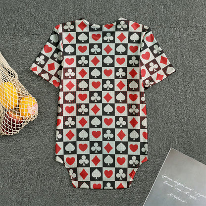 Playing Card Suits Check Pattern Print Men's Bodysuit