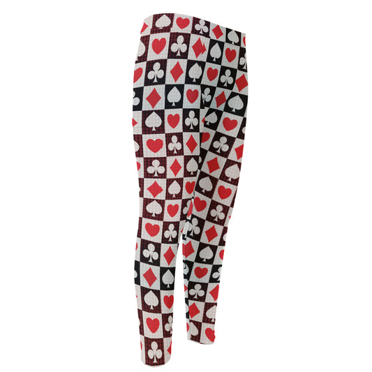 Playing Card Suits Check Pattern Print Men's Compression Pants