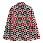Playing Card Suits Check Pattern Print Men's Cotton Blazer
