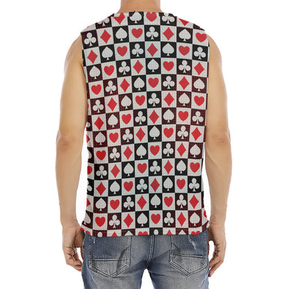 Playing Card Suits Check Pattern Print Men's Fitness Tank Top