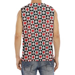 Playing Card Suits Check Pattern Print Men's Fitness Tank Top