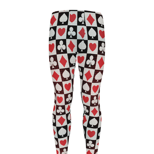 Playing Card Suits Check Pattern Print Men's leggings