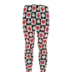 Playing Card Suits Check Pattern Print Men's leggings