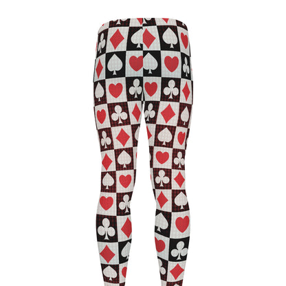 Playing Card Suits Check Pattern Print Men's leggings