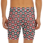 Playing Card Suits Check Pattern Print Men's Long Boxer Briefs