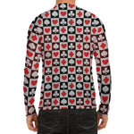 Playing Card Suits Check Pattern Print Men's Long Sleeve Rash Guard