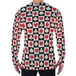 Playing Card Suits Check Pattern Print Men's Long Sleeve T-Shirt