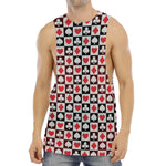 Playing Card Suits Check Pattern Print Men's Muscle Tank Top