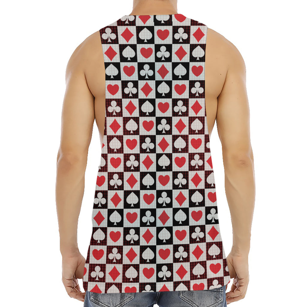 Playing Card Suits Check Pattern Print Men's Muscle Tank Top