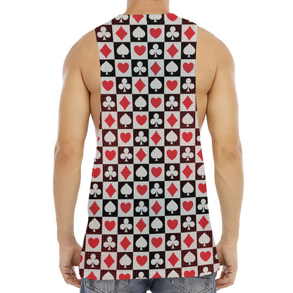 Playing Card Suits Check Pattern Print Men's Muscle Tank Top