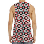 Playing Card Suits Check Pattern Print Men's Muscle Tank Top