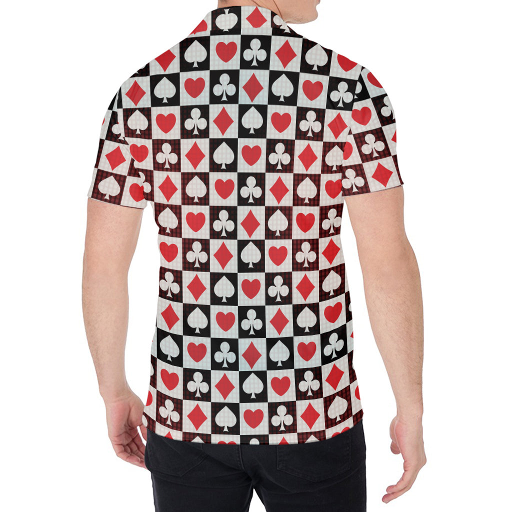 Playing Card Suits Check Pattern Print Men's Shirt