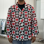 Playing Card Suits Check Pattern Print Men's Shirt Jacket