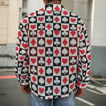 Playing Card Suits Check Pattern Print Men's Shirt Jacket