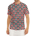 Playing Card Suits Check Pattern Print Men's Short Sleeve Rash Guard