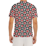 Playing Card Suits Check Pattern Print Men's Short Sleeve Rash Guard