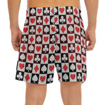 Playing Card Suits Check Pattern Print Men's Split Running Shorts