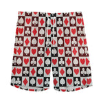 Playing Card Suits Check Pattern Print Men's Sports Shorts