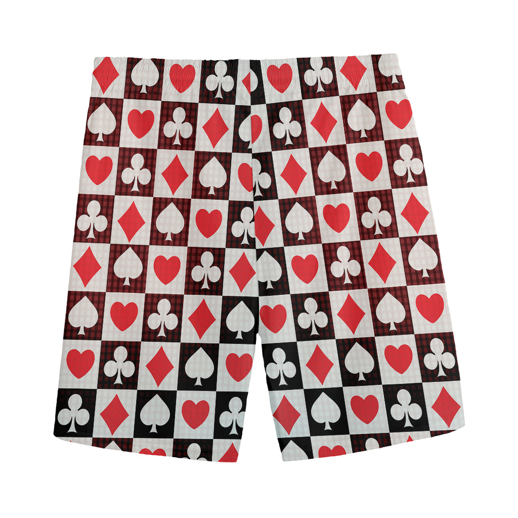Playing Card Suits Check Pattern Print Men's Sports Shorts