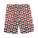 Playing Card Suits Check Pattern Print Men's Sports Shorts