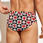 Playing Card Suits Check Pattern Print Men's Swim Briefs