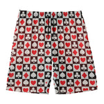 Playing Card Suits Check Pattern Print Men's Swim Trunks