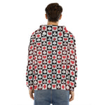 Playing Card Suits Check Pattern Print Men's Velvet Pullover Hoodie