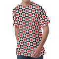 Playing Card Suits Check Pattern Print Men's Velvet T-Shirt