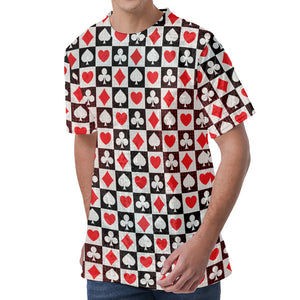 Playing Card Suits Check Pattern Print Men's Velvet T-Shirt