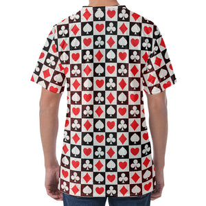 Playing Card Suits Check Pattern Print Men's Velvet T-Shirt