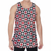 Playing Card Suits Check Pattern Print Men's Velvet Tank Top