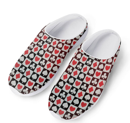Playing Card Suits Check Pattern Print Mesh Casual Shoes