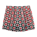 Playing Card Suits Check Pattern Print Mesh Shorts