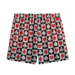 Playing Card Suits Check Pattern Print Mesh Shorts