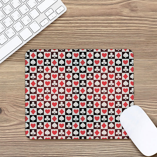 Playing Card Suits Check Pattern Print Mouse Pad