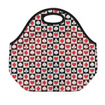 Playing Card Suits Check Pattern Print Neoprene Lunch Bag