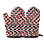 Playing Card Suits Check Pattern Print Oven Mitts