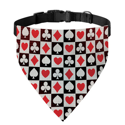 Playing Card Suits Check Pattern Print Over The Collar Dog Bandana
