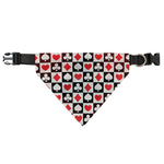 Playing Card Suits Check Pattern Print Over The Collar Dog Bandana