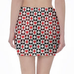 Playing Card Suits Check Pattern Print Pencil Mini Skirt