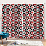 Playing Card Suits Check Pattern Print Pencil Pleat Curtains