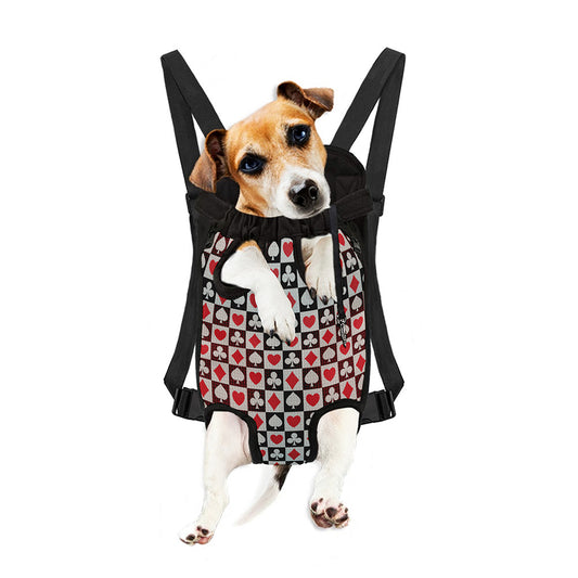 Playing Card Suits Check Pattern Print Pet Carrier Backpack