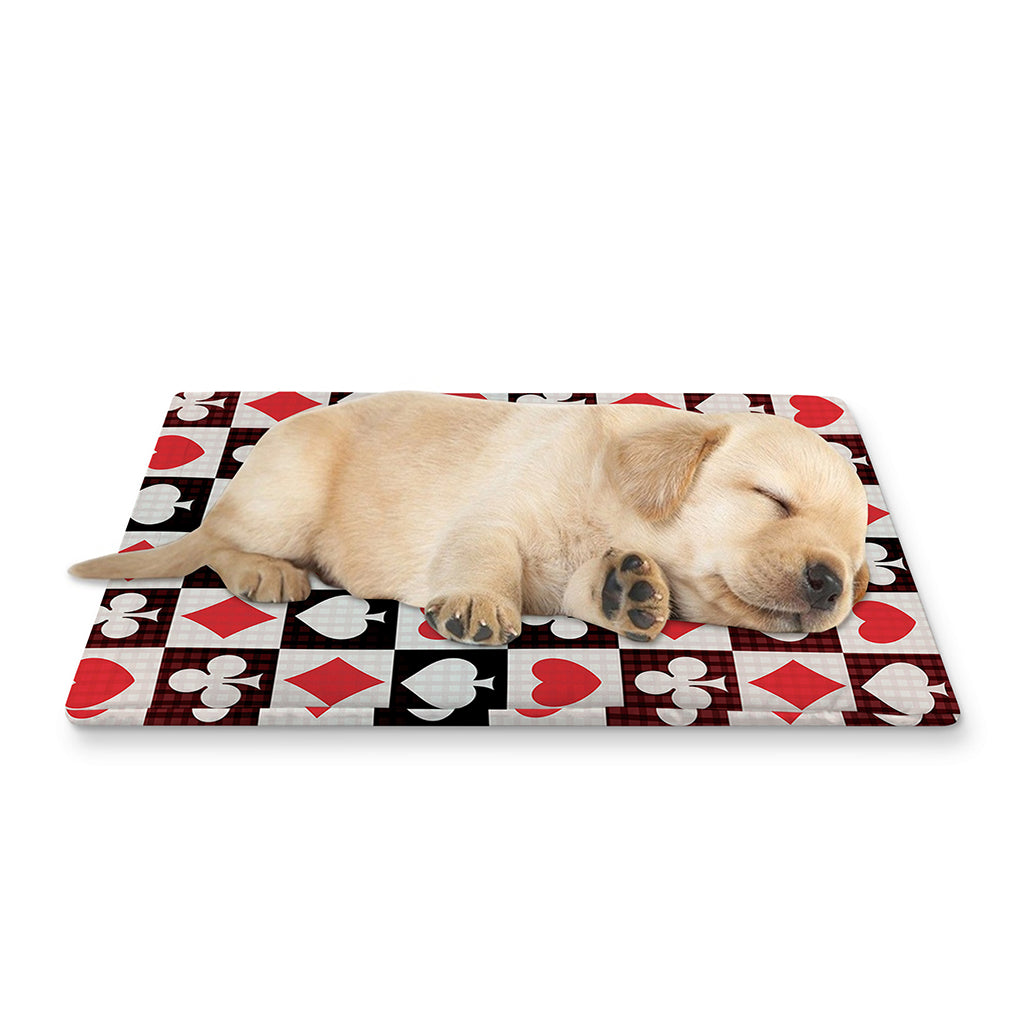 Playing Card Suits Check Pattern Print Pet Cooling Mat Cover