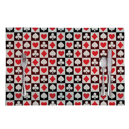 Playing Card Suits Check Pattern Print Placemat