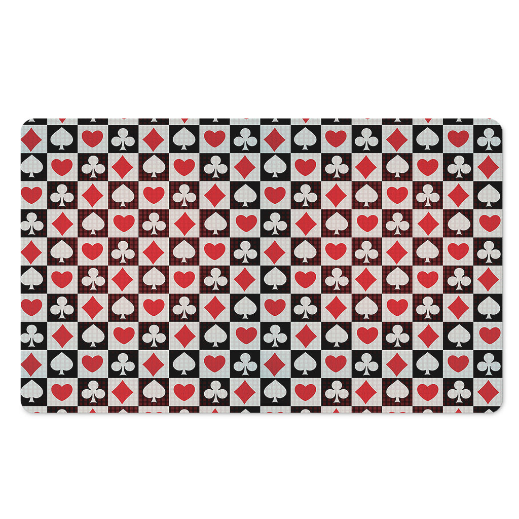 Playing Card Suits Check Pattern Print Polyester Doormat