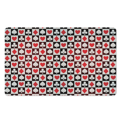 Playing Card Suits Check Pattern Print Polyester Doormat
