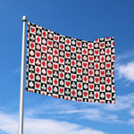 Playing Card Suits Check Pattern Print Polyester Flag